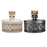 CAIRIAC Skull Jewelry Holder, Skull Storage Box, Skull Jewelry Box for Men, Women's Gift Small Decoration Men's Antique Jewelry Souvenir Gift Box Home Decoration (2 Pcs Black, White)